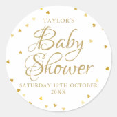 金ゴールドハートのベビーシャワー ラウンドシール (正面)