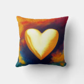 金ゴールドハートの抽象芸術背景装飾用クッション クッション (裏面)