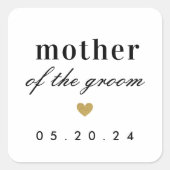 金ゴールドハートの母なる新郎ギフト スクエアシール (正面)