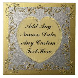 金ゴールドハートの装飾金ゴールドと銀縁ど瓦 タイル