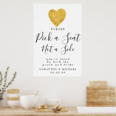 金ゴールドハートはサイドサインではなく座席を結婚選ぶ ポスター (キッチン)