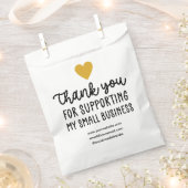 金ゴールドハートはスモールビジネスをサポートしてくれてありがとう フェイバーバッグ (クリップ留めされた状態)