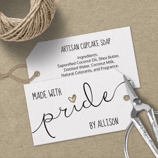 金ゴールドハートはプライドLGBTQ職人で作られる ギフトタグ