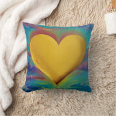 金ゴールドハートは雲に囲まカラフルれている クッション (ブランケット)