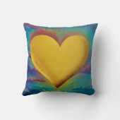 金ゴールドハートは雲に囲まカラフルれている クッション (裏面)