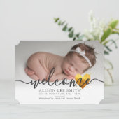 金ゴールドハートようこそ出産案内カード 案内状 (スタンド正面)