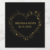 金ゴールドハートイラストレーション文字テンプレート ワインラベル (シングルラベル)