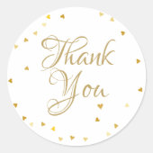 金ゴールドハートエレガント紙吹雪スクリプト ラウンドシール (正面)