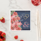 金ゴールドハートオンコーラル&ネイビーサテン – ブライダルシャワー スタンダードカクテルナプキン (インサイチュ)