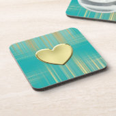 金ゴールドハートオンターコイズプレイド コースター (左側)