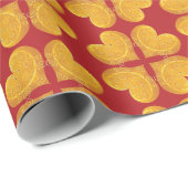金ゴールドハートオン赤4ハート ラッピングペーパー (ロールコーナー)