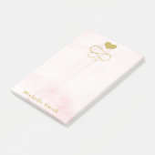 金ゴールドハートオーナメント赤面ピンクパーソナライズされた ポストイット (アングル)