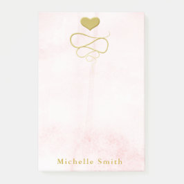 金ゴールドハートオーナメント赤面ピンクパーソナライズされた ポストイット