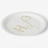 金ゴールドハートオーナメント |パーソナライズされた結婚s ペーパープレート (アングル)
