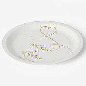 金ゴールドハートオーナメント |パーソナライズされた結婚s ペーパープレート (アングル)