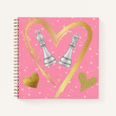 金ゴールドハートキングとクイーンチェスのピースをピンクに | ノートブック (正面)