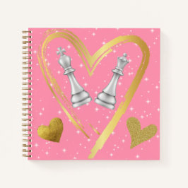 金ゴールドハートキングとクイーンチェスのピースをピンクに | ノートブック