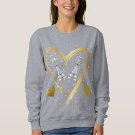 金ゴールドハートキングとクイーンチェスの駒 | スウェットシャツ