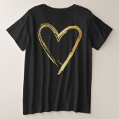 金ゴールドハートキングとクイーンチェスの駒 | プラスサイズTシャツ (デザイン裏面)