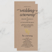 金ゴールドハートクラフト結婚式 プログラム (正面/裏面)