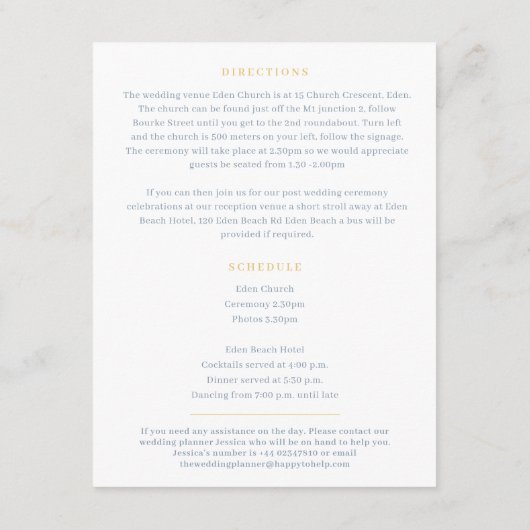 金ゴールドハートグレー結婚ホワイトの方向表 エンクロージャーカード (裏面)