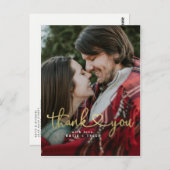 金ゴールドハートサンキューカード ポストカード (正面/裏面)