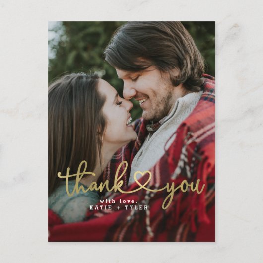 金ゴールドハートサンキューカード ポストカード (正面)