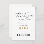 金ゴールドハートシンプルスクリプトビジネスロゴ サンキューカード (正面/裏面)