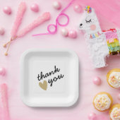 金ゴールドハートシンプル心から感謝 ペーパープレート (パーティー)