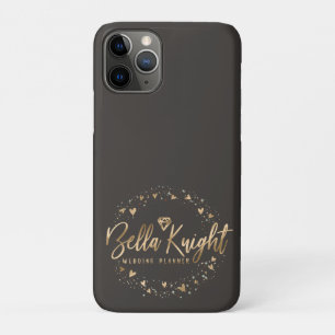 金ゴールドハートジェム&紙吹雪カスタムメイド会社のロゴ iPhone 11 PROケース