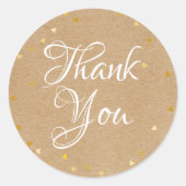 金ゴールドハートスクリプトサンキュー素朴クラフトボホ ラウンドシール (正面)