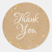 金ゴールドハートスクリプトサンキュー素朴クラフトボホ ラウンドシール (正面)