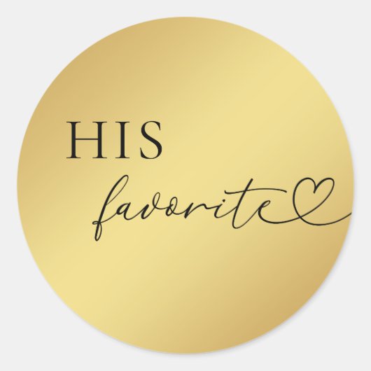 金ゴールドハートスクリプトヒーお気に入りの結婚式の引き出物 ラウンドシール (正面)