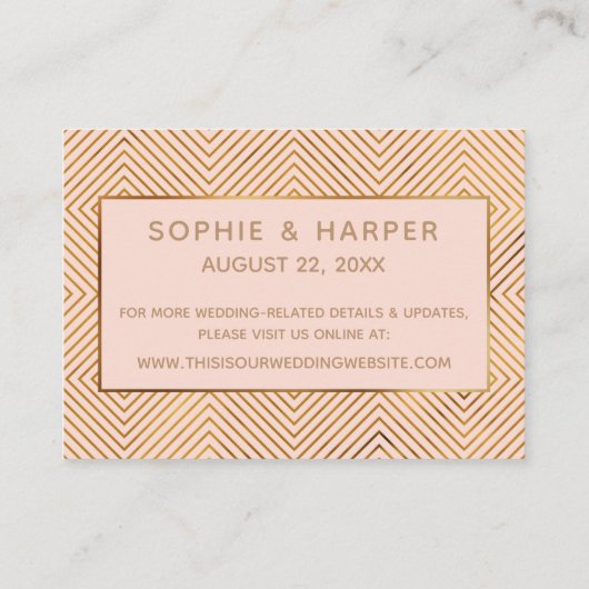 金ゴールドハートスクリプト赤面結婚の宿泊施設 エンクロージャーカード (裏面)