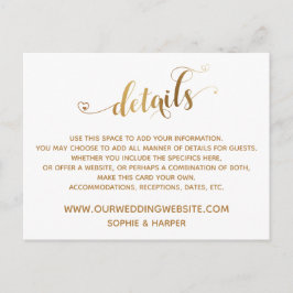 金ゴールドハートスクリプト、ダイヤモンド詳細オン白 ポストカード