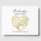 金ゴールドハートツリーファミリ懇親会パーソナライズされたパーティー ゲストブック (正面)