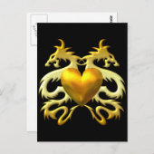 金ゴールドハートドラゴン ポストカード (正面/裏面)