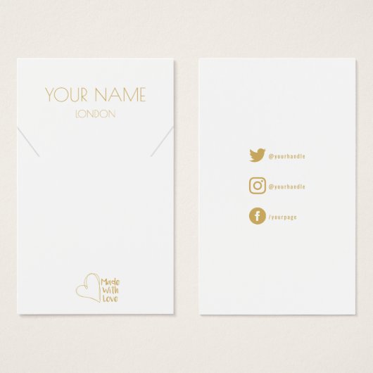 金ゴールドハートネックレス又はブレスレットディスプレイカード (正面&裏面)