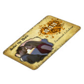 金ゴールドハートバラとボタンフライ日付を保存 マグネット (左側)