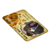 金ゴールドハートバラとボタンフライ日付を保存 マグネット (右側)