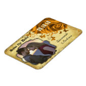 金ゴールドハートバラとボタンフライ日付を保存 マグネット (左側)