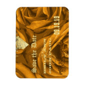 金ゴールドハートバラとボタンフライ日付を保存 マグネット (縦)