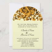 金ゴールドハートバラ結婚式招待状 招待状 (正面)