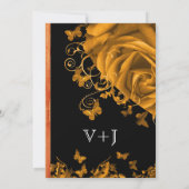 金ゴールドハートバラ&蝶結婚式招待状 招待状 (裏面)