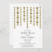 金ゴールドハートバレンタインブライダルシャワー 招待状 (正面/裏面)