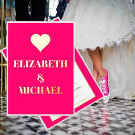 金ゴールドハートピエレガントンクのリハ結婚ーサル 箔招待状