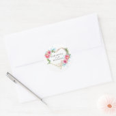 金ゴールドハートピンクフローラ結婚式の引き出物シール ラウンドシール (封筒)
