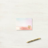 金ゴールドハートピーチ赤面スパークル絞り染め ポストイット (デスク上)