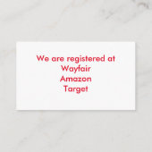 金ゴールドハートフレームイメージおよびRed Fabricレジストリカード エンクロージャーカード (裏面)