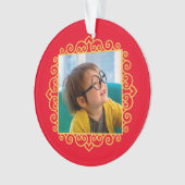 金ゴールドハートフレーム写真パーソナライズされたギフトクリスマス オーナメント (正面)